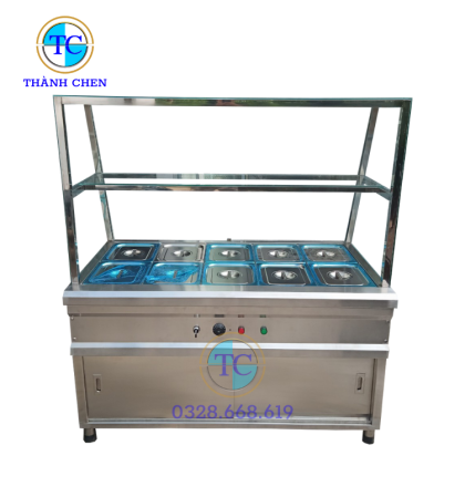 Tủ Giữ Nóng Thực Phẩm 10 Khay GN1/2 - Quầy Kính